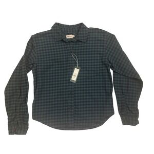 NWT Alpine Design Green Navy Checkered Flannel Long Sleeve Button Up Shirt XS‎